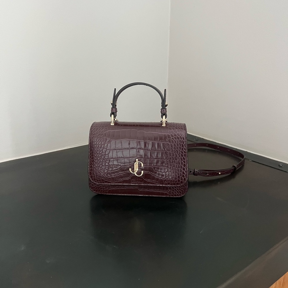 Jimmy Choo burgundy, leather handbag, shoulder clutch or Crossbody NWOT
